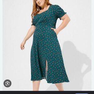 Torrid Dark Teal Floral midi Dress